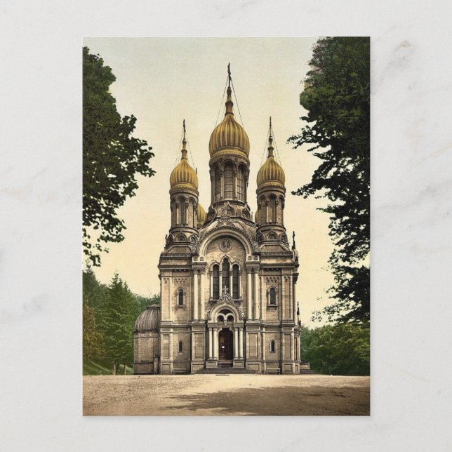 Deutsche Kapelle, Wiesbaden, Hessen-Nassau, Deutsc Postkarte (Vorderseite)