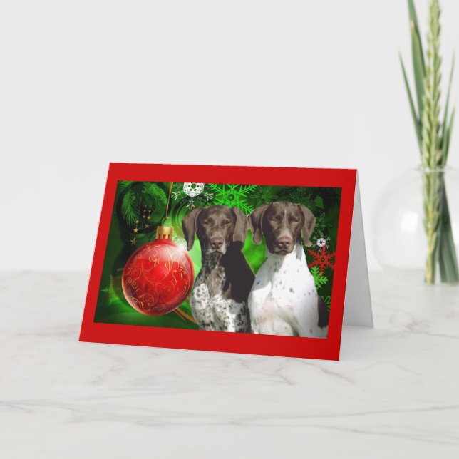 Deutsche kurzhaarige Weihnachtskarte Feiertagskarte (Vorderseite)