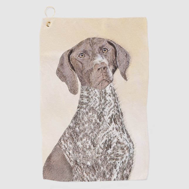 Deutsche kurzhaariger Zeiger-Malerei - Hundekunst Golfhandtuch (Vorderseite)