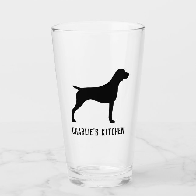 Deutsche Kurzläufer-Silhouette Glas (Vorderseite)