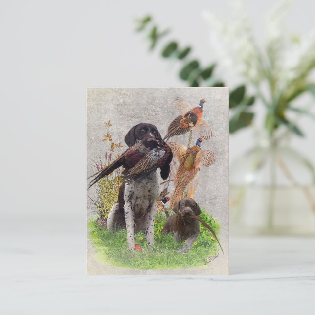 Deutsche Kurzzeiger (APS) Holzkastenzeichen Postkarte (Stehend Vorderseite)