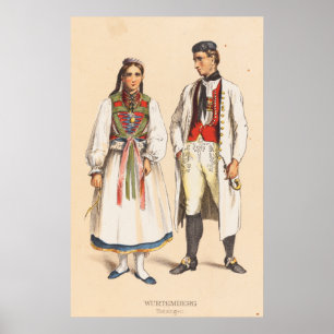 Deutsche ländliche Kostüme - Wurtemberg Betzinger Poster