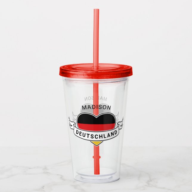 Deutsche Liebe individuelle Name Tumbler Acryltrinkbecher (Vorderseite)