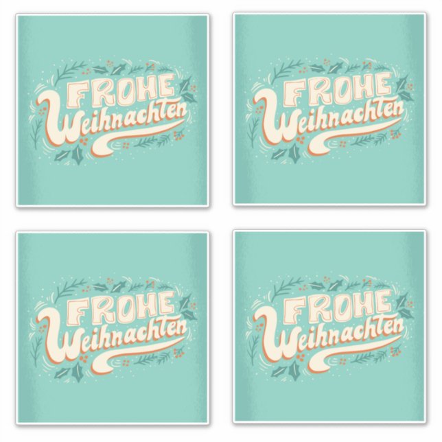 DEUTSCHE MERRY CHRISTMAS LETTERING FROHE WEIHNACHT AUFKLEBER (Vorderseite)
