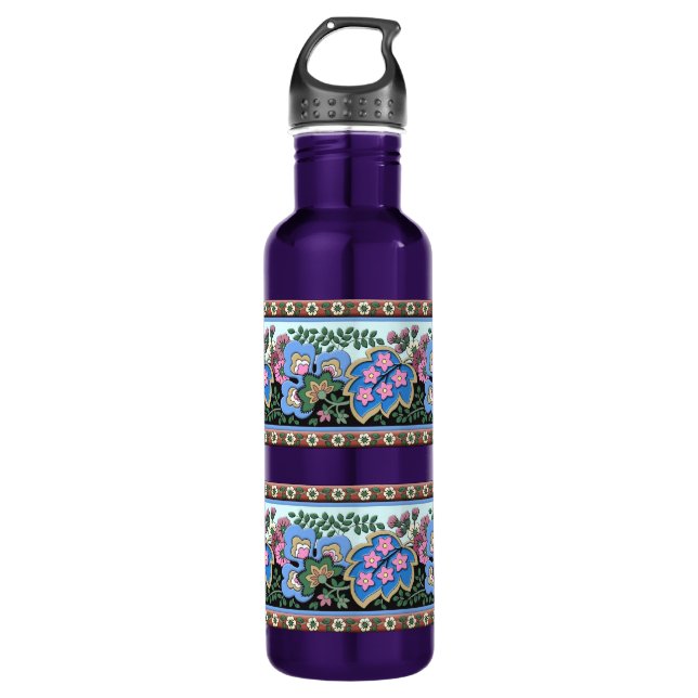 Deutsche mittelalterliche Blumenschmuck Edelstahlflasche (Vorderseite)