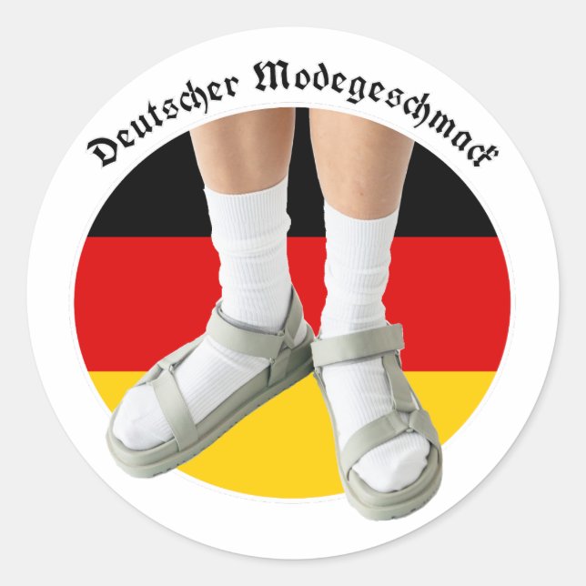 Deutsche Mode Geschmack White Sock Sandals Stereot Runder Aufkleber (Vorderseite)