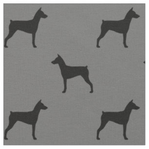 Deutsche Pinscher Hund Silhouetten Gemustert Stoff