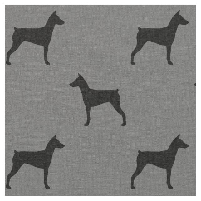 Deutsche Pinscher Hund Silhouetten Gemustert Stoff (Nahaufnahme)