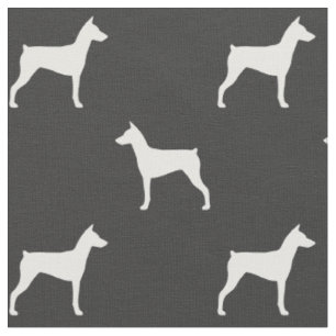 Deutsche Pinscher Hund Silhouetten Gemustert Stoff
