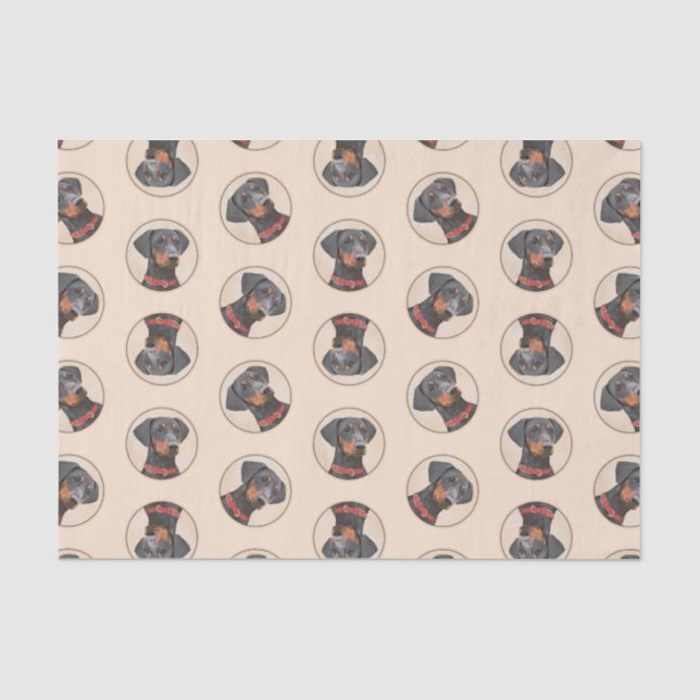 Deutsche Pinscher Malerei Schwarzer Original Hund  Seidenpapier (Vorderseite)