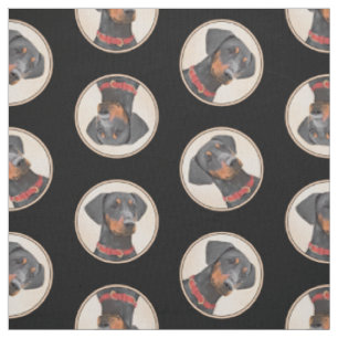 Deutsche Pinscher Malerei Schwarzer Original Hund Stoff