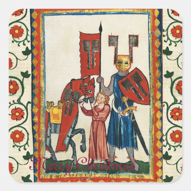 DEUTSCHE POET ALS TEUTONISCHE KNIGHT MEDIEVENTUELL QUADRATISCHER AUFKLEBER (Vorderseite)