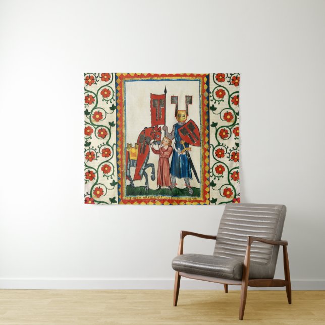 DEUTSCHE POET ALS TEUTONISCHE KNIGHT MEDIEVENTUELL WANDTEPPICH (Beispiel (Horizontal))