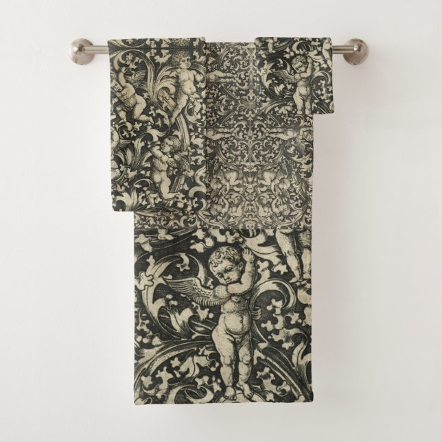Deutsche Renaissance Cherub Angeln Gold Brown Badhandtuch Set (Insitu)