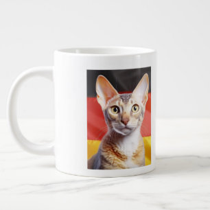Deutsche Rex-Katze Deutsche Flagge im Hintergrund Jumbo-Tasse