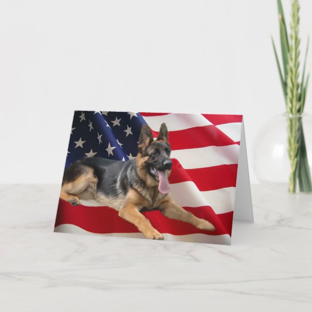 Deutsche Schäferhirte America Flag Card Karte (Vorderseite)