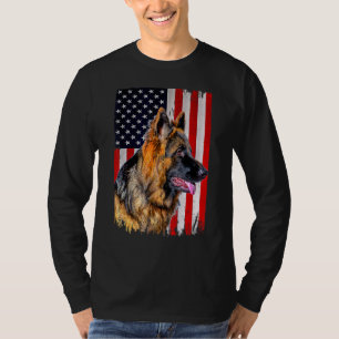 Deutsche Schäferhirte Amerikanische Flagge Deutsch T-Shirt