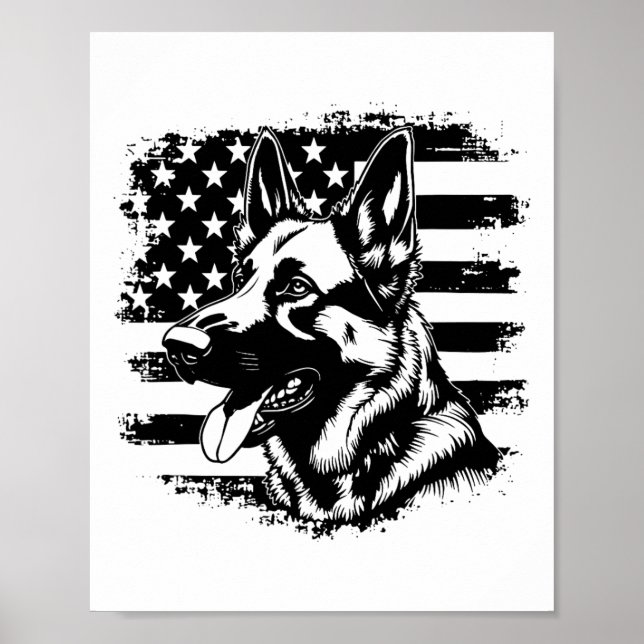 Deutsche Schäferhirte US-Flagge Sungles Patriotic  Poster (Vorne)
