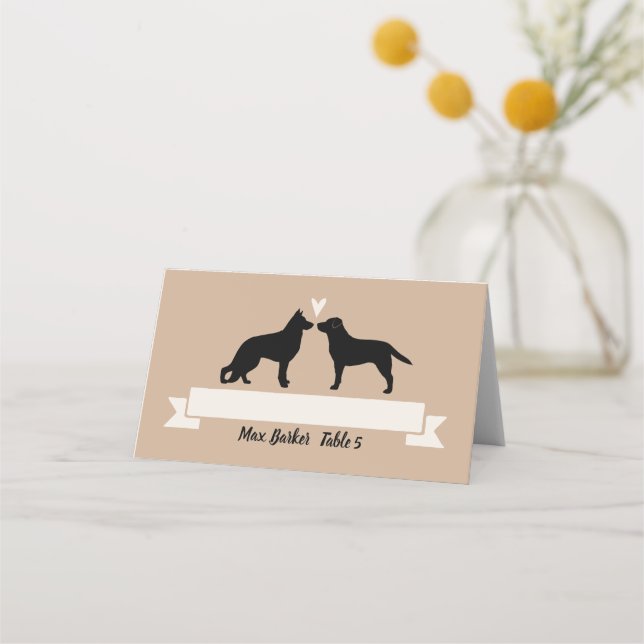 Deutsche Schäferhochzeit und Labrador Retriever Platzkarte (Vorderseite)