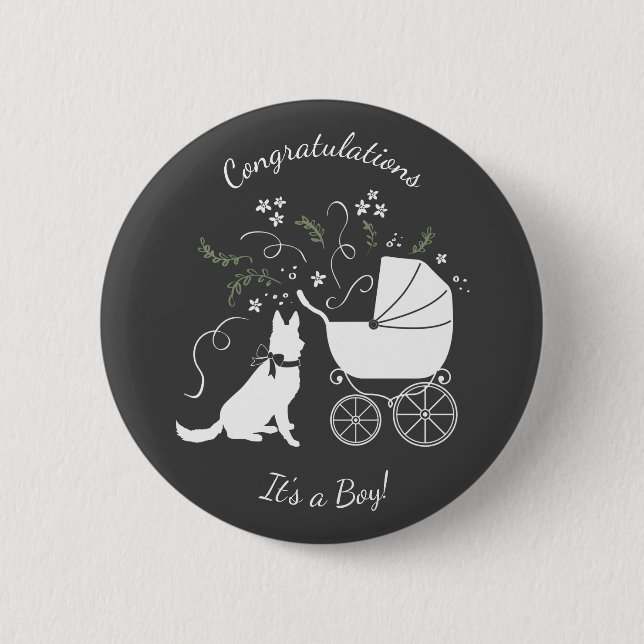 Deutsche Schäferhund Dog Baby Dusche Geschlechtslo Button (Vorderseite)