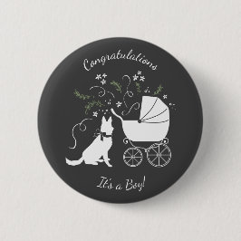 Deutsche Schäferhund Dog Baby Dusche Geschlechtslo Button