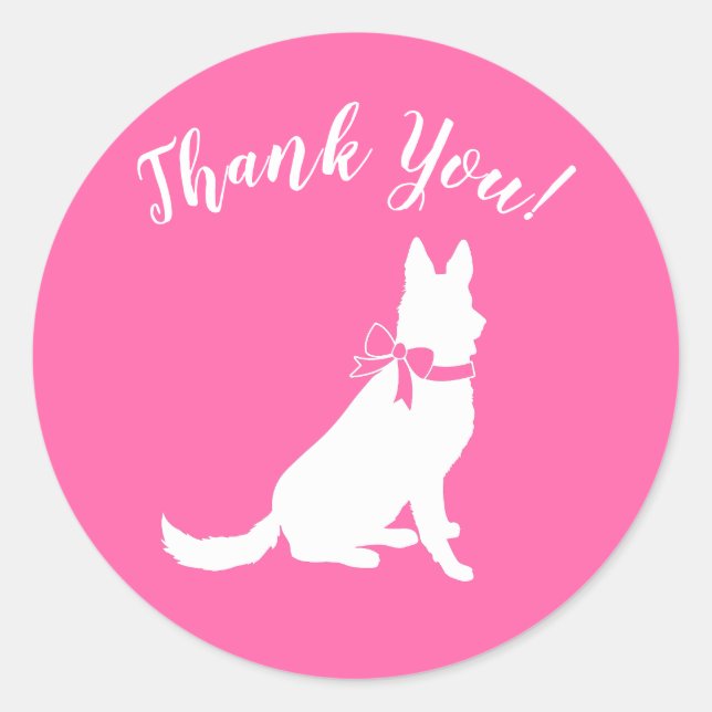 Deutsche Schäferhund Dog Baby Dusche Pink Girl Runder Aufkleber (Vorderseite)
