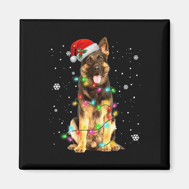 Deutsche Schäferhund Dog Tree Weihnachten Weihnach Magnet (Vorne)