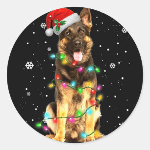 Deutsche Schäferhund Dog Tree Weihnachten Weihnach Runder Aufkleber