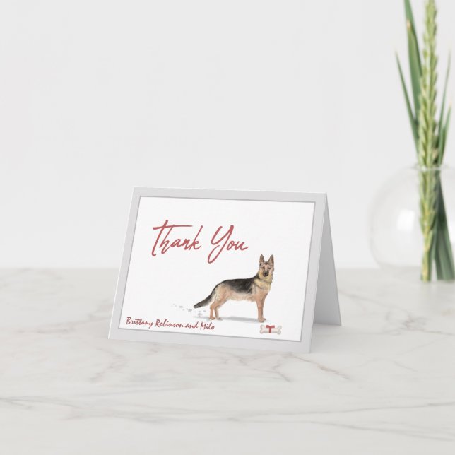 Deutsche Schäferhund Hund personalisieren Knochens Dankeskarte (Vorderseite)
