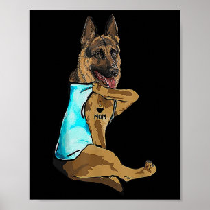 Deutsche Schäferhund I Liebe Mama Tattoo Dog Mütte Poster