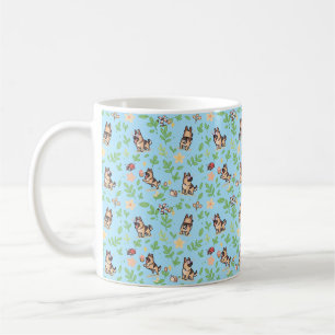 Deutsche Schäferhund-Kaffeetasse Frühlingsflorales Kaffeetasse
