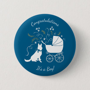 Deutsche Schäferhund Kinderdusche Pink Girl Button