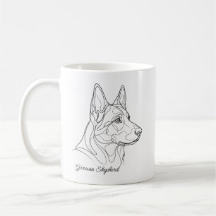 Deutsche Schäferhund-Linienzeichnung Individueller Kaffeetasse