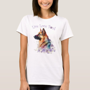 Deutsche Schäferhund-Mama Blumen T-Shirt