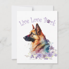 Deutsche Schäferhund Mama Floral Mitteilungskarte
