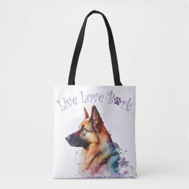Deutsche Schäferhund Mama Floral Tasche (Vorderseite)