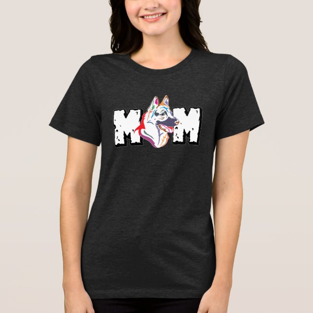 Deutsche Schäferhund-Mama Tri-Blend Shirt (Vorderseite)