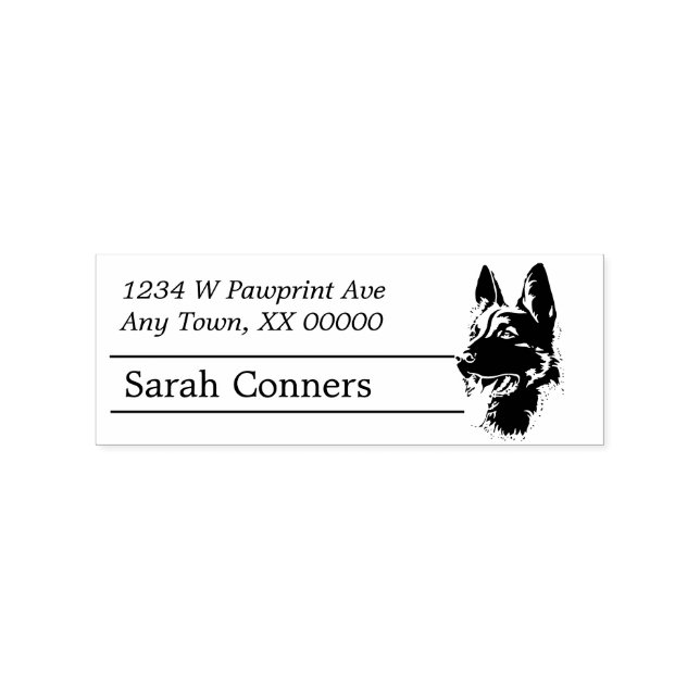 Deutsche Schäferhund Portrait Rücksendeadresse Gummistempel (Prägung)