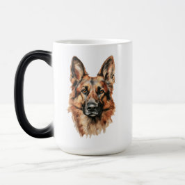 Deutsche Schäferhund-Porträt-Schwarz Akzent-Tasse Verwandlungstasse
