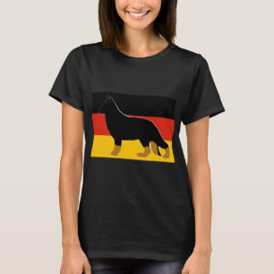 Deutsche Schäferhund-Silhouette auf zweifarben Fla T-Shirt