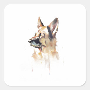 Deutsche Schäferhund Tasse, Hundemama Kaffeetasse Quadratischer Aufkleber