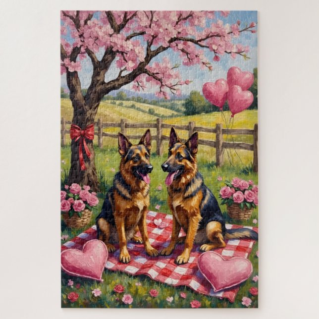 Deutsche Schäferhund Valentinstag Kunst (Vertikal)