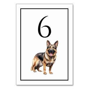 Deutsche Schäferhund-Wasserfarben-Tischnummer Tischnummer