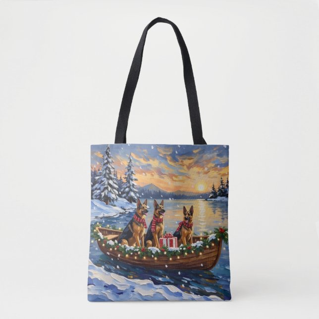 Deutsche Schäferhund-Weihnachtsboot-Feier Tasche (Vorderseite)