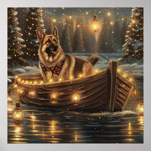Deutsche Schäferhund-Weihnachtsfestreise Poster