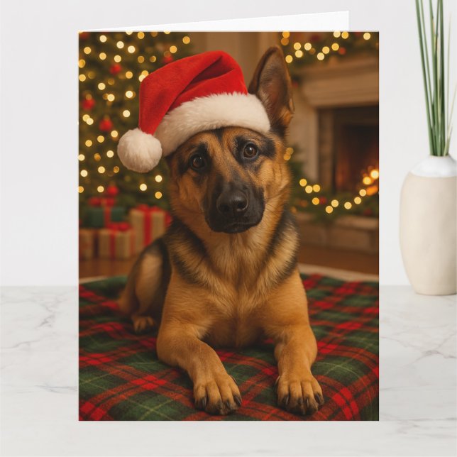 Deutsche Schäferhund-Weihnachtskarte Karte (Vorderseite)