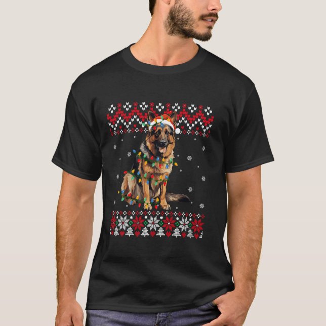 Deutsche Schäferhund Weihnachtsmannmütze Männer Ki T-Shirt (Vorderseite)