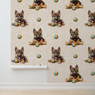 Deutsche Schäferhund Welpe Dog Ball Knochen Creme  Tapete