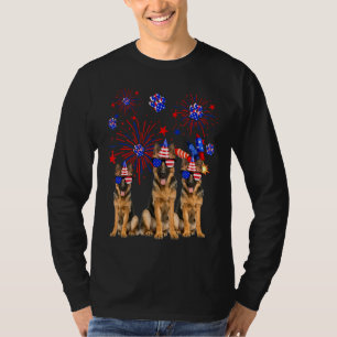 Deutsche Schäferhunde Amerikanische Flagge 4. Juli T-Shirt