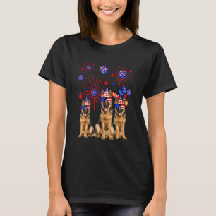 Deutsche Schäferhunde Amerikanische Flagge 4. Juli T-Shirt